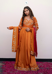 Iqra Collection – Assam Silk Anarkali with Rajputi Zardozi & Moti Handwork