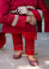 AIZA – Maroon Red Russian Silk Kurta Set
