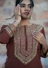 Syra – Pure Crepe Kurta Set with Handcrafted Dori & Zari Work