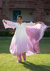 Eira – Shaded Flare Kurta with Organza Leheriya Dupatta