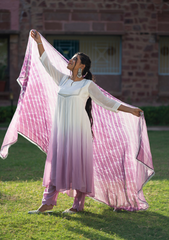 Eira – Shaded Flare Kurta with Organza Leheriya Dupatta