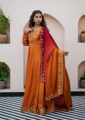 Iqra Collection – Assam Silk Anarkali with Rajputi Zardozi & Moti Handwork