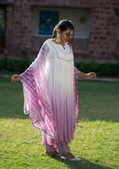 Eira – Shaded Flare Kurta with Organza Leheriya Dupatta