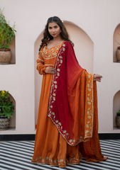 Iqra Collection – Assam Silk Anarkali with Rajputi Zardozi & Moti Handwork
